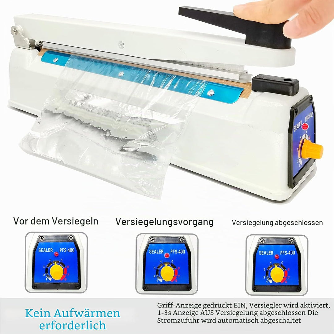 Folienschweissgerät Heisssiegelgerät 400mm Heisssiegelmaschine Eisengehäuse Balkenschweissgerät 5mm