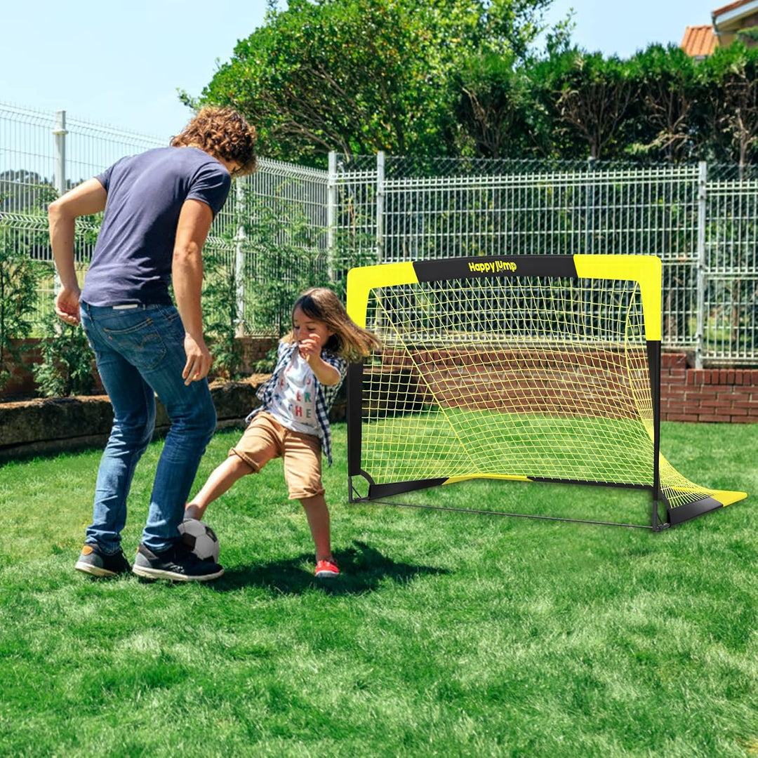 Happy Jump Fussballtor 3x2.2FT, 4x3FT, 5x3.6FT, 7x5FT Pop-Up Fussballtraining für den Garten Schwarz