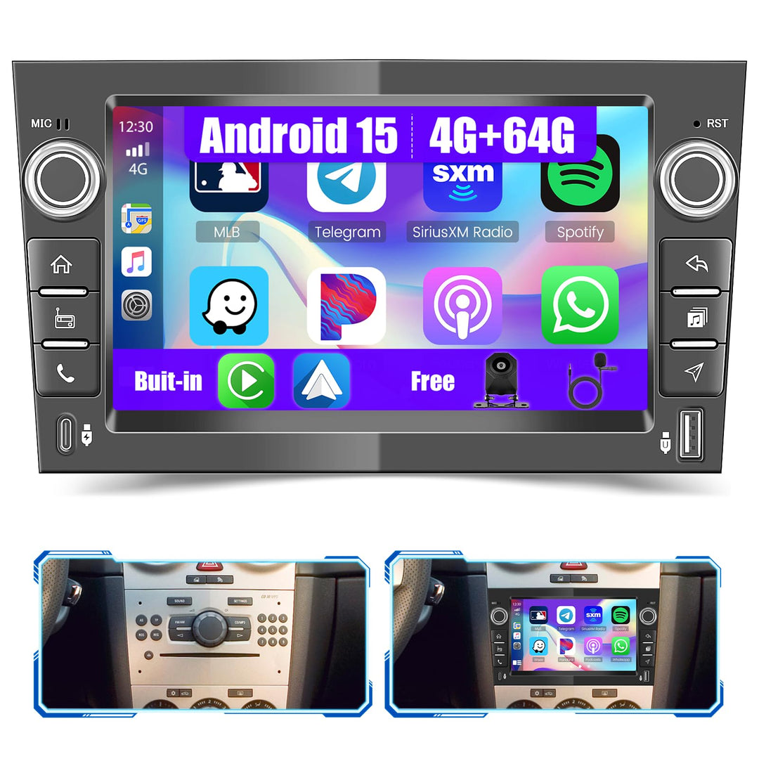 [4G+64G] Inefala Android 15 Autoradio für Opel Astra Antara Vectra Corsa Vivaro mit Wireless Carplay