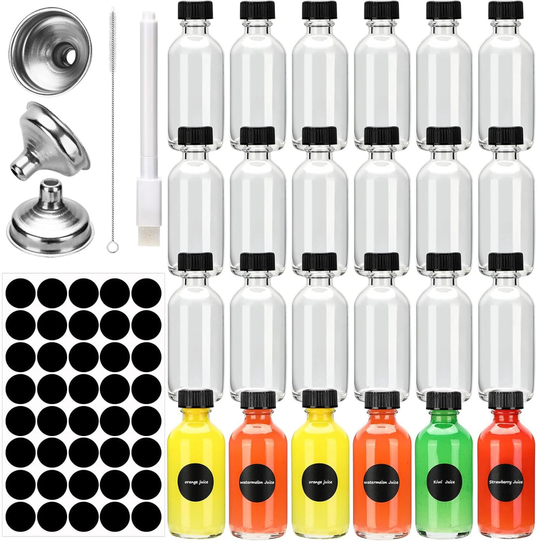Mini Glasflaschen mit Deckel, Shot Flaschen zum Befüllen 60ml, Kleine Glasflaschen, Kleine Schnapsfl