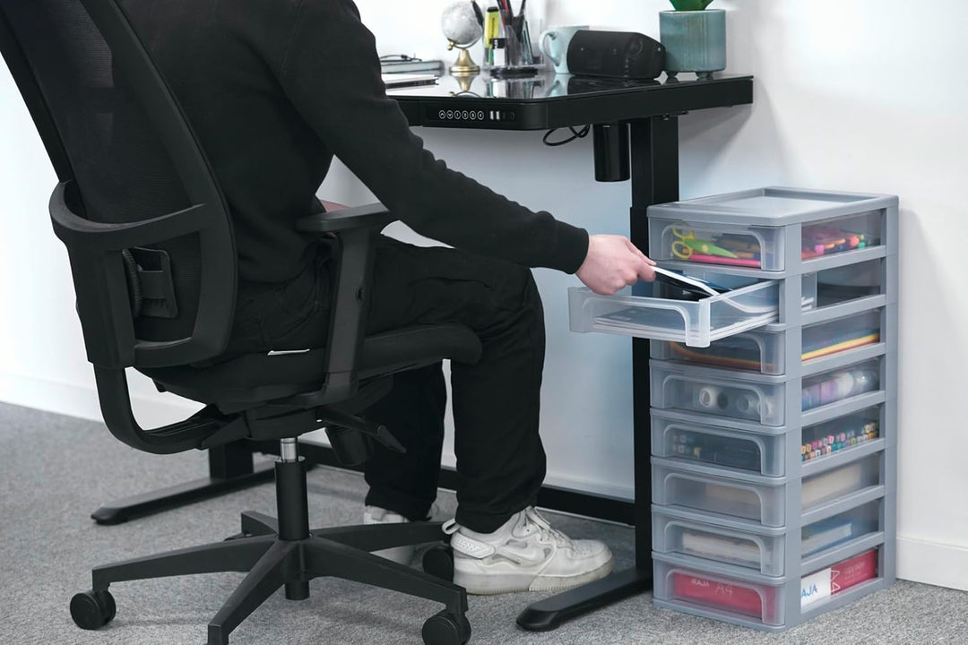 Iris Ohyama, Kunststoff Schubladenbox mit 8 tiefen Schubladen, Grau, Easy-Pull-System, A4, A5 & A6 F