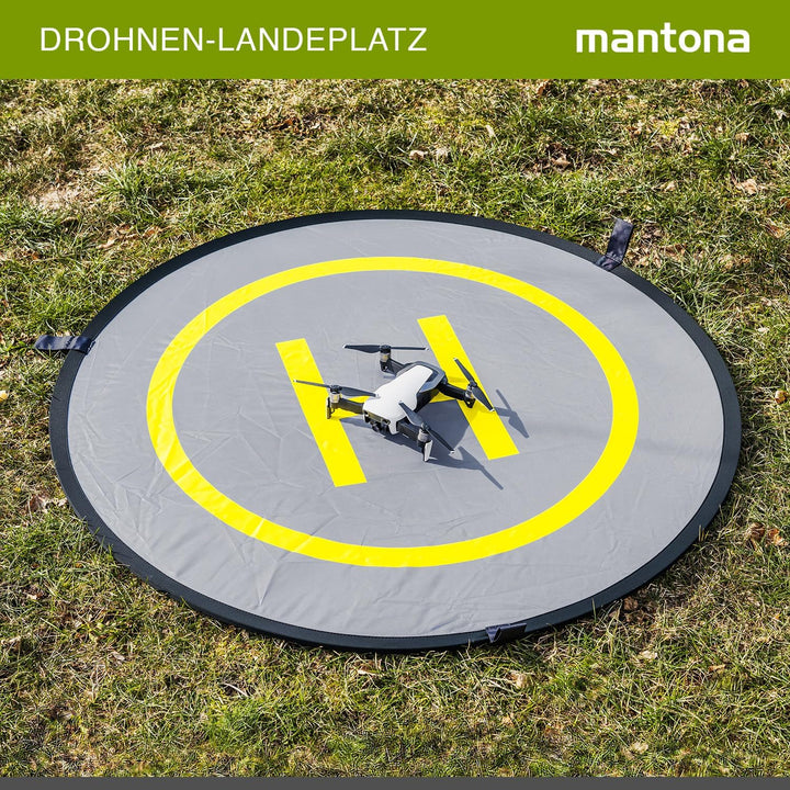 Mantona Drohnen-Landeplatz (faltbar, wasserdicht und langlebig, Durchmesser: 107cm, inklusive Schutz