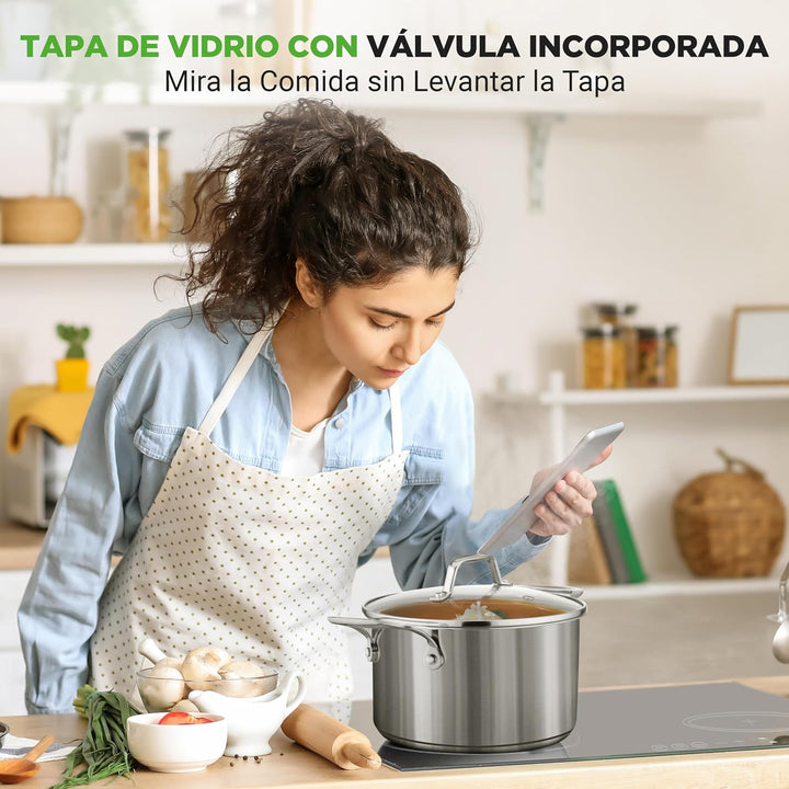 NutriChef Kochtopf Gross, 6L- Ø 35cm, Suppentopf Edelstahl Induktion für Alle Herdarten Geeignet, Ko