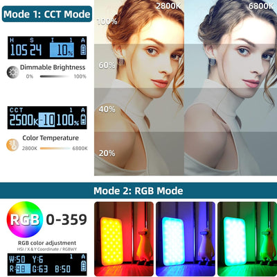 Weeylite S05 RGB LED Videoleuchte mit App-Steuerung,Mini Kameraleuchte mit 2000mAh Akku 360° Vollfar