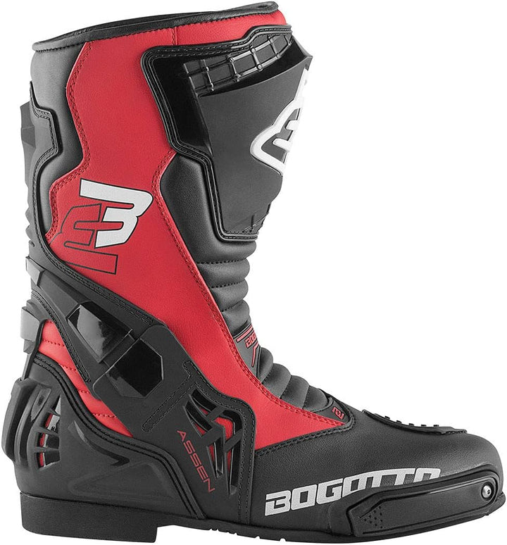 Bogotto Assen Motorradstiefel, schwarz/rot, 40 Schwarz Rot 40 EU, Schwarz Rot 40 EU