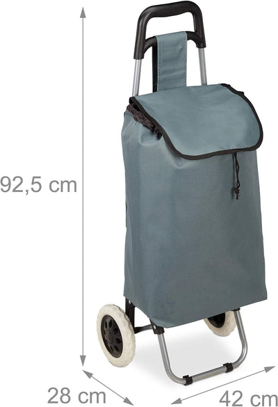 Relaxdays Einkaufstrolley klappbar, Abnehmbare Tasche 28 L, Einkaufswagen mit Rollen HxBxT: 92,5 x 4