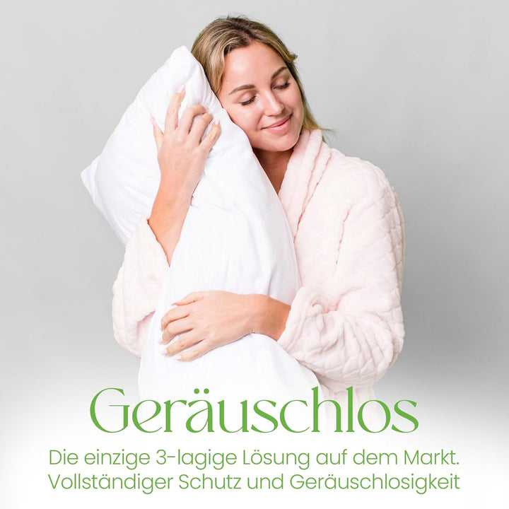 Kissenschoner 40x80 cm Dreilagig mit Reissverschluss, Antiallergen, 100% Bambus, 2er-Pack wasserdich