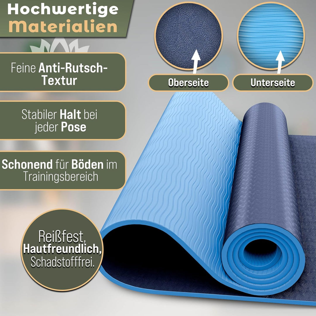 Yogamatte Phthalatfrei | Gymnastikmatte rutschfest | Fitnessmatte schadstofffrei | Trainingsmatte mi