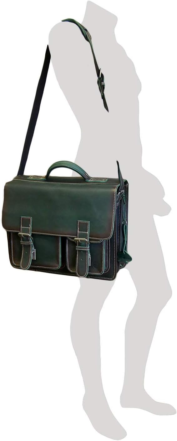 Greenburry Aktentasche Leder 39 cm Grün, Grün