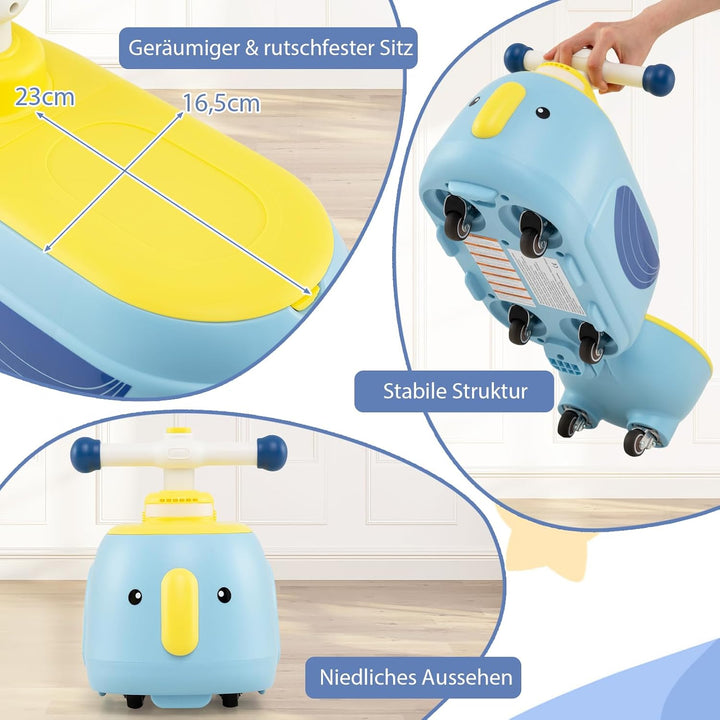DREAMADE 2-in-1 Rutschauto, Rutschfahrzeug mit abnehmbarem Anhänger & Stauraum unter dem Sitz, mit L