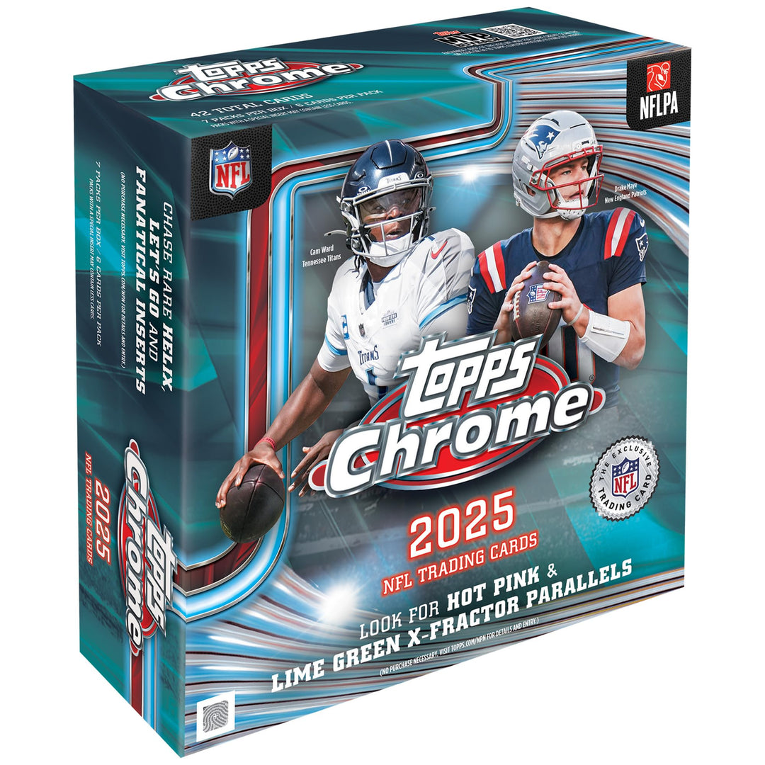 2025 Topps Chrom-Fussball, werksseitig versiegelt, Mega-Box