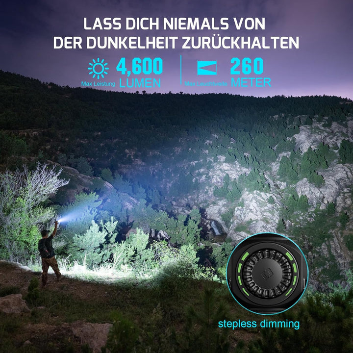 OLIGHT Seeker 4 Pro LED Taschenlampe mit Holster, 4600 Lumen 260 Meter, USB-C Wiederaufladbare Lampe