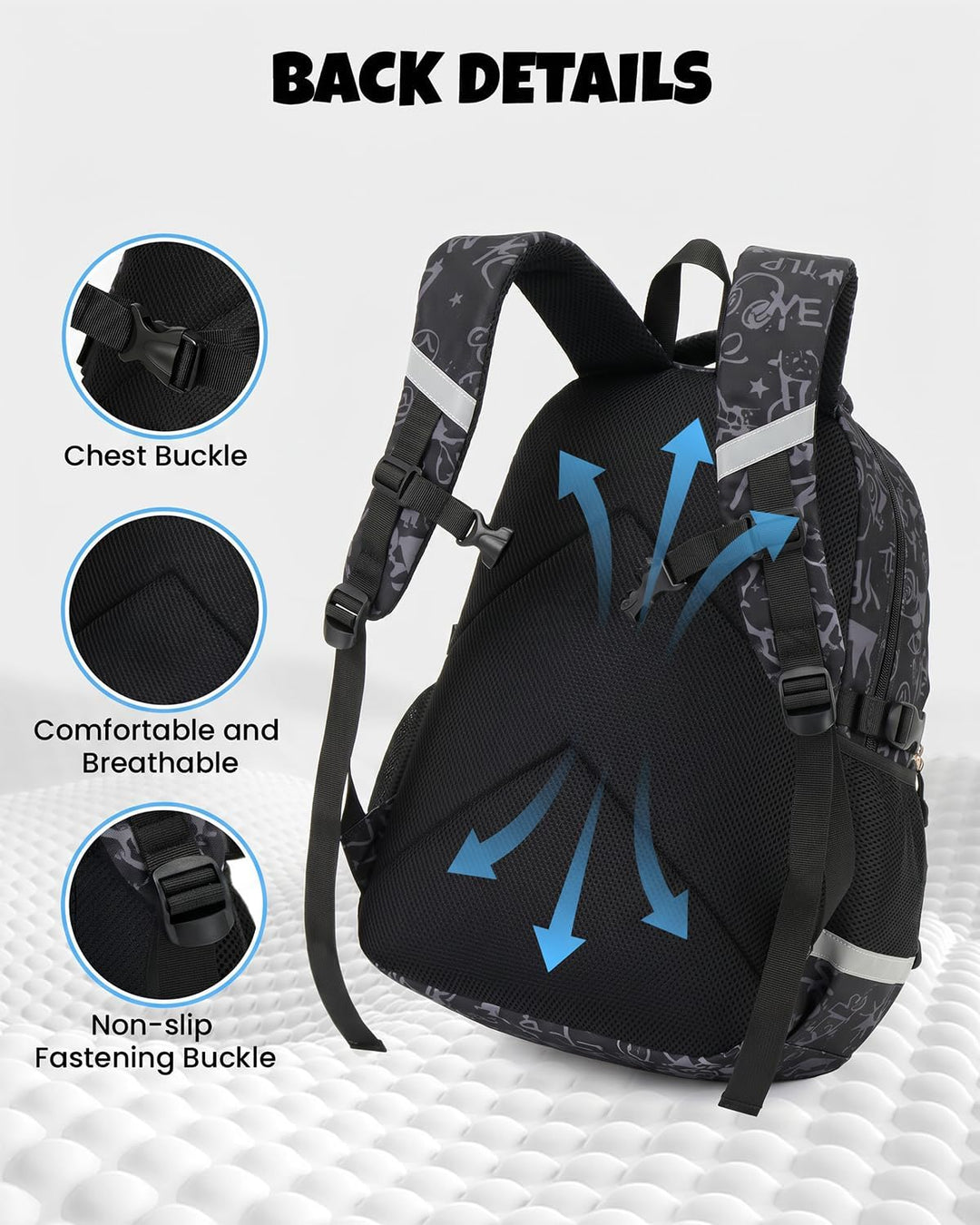 Amythe Schulrucksack Jungen Teenager, Schultasche Kinder mit Reflektoren für 1. bis 4. Klasse, Leuch
