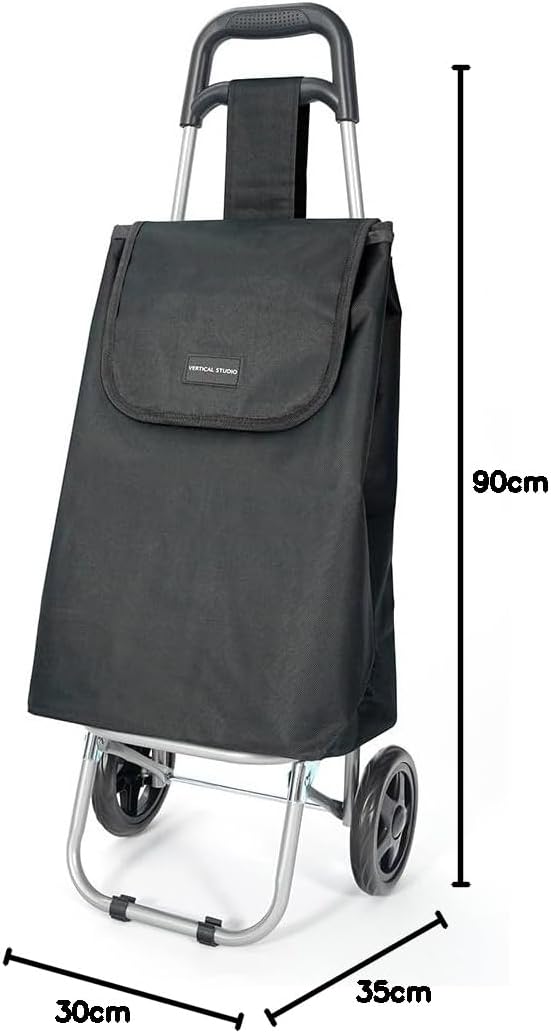 Einkaufstrolley 35 L – Klappbar, leicht & robust, mit Alugestell, Reissverschlusstasche & Klettversc
