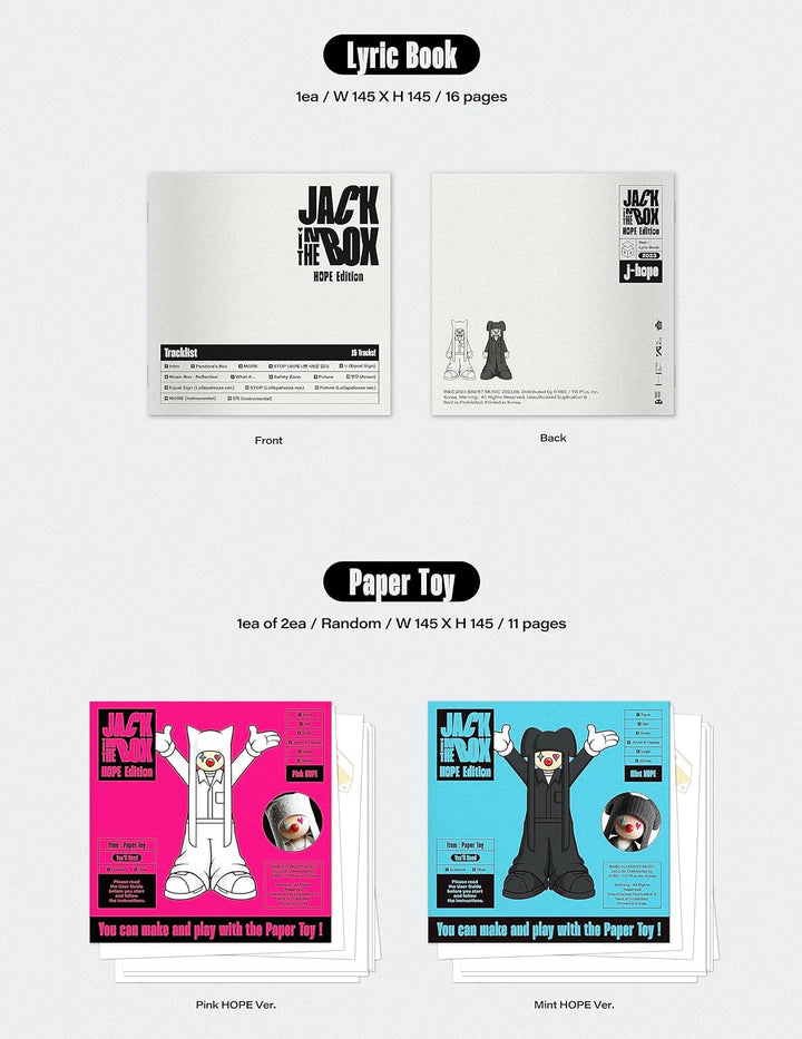 BTS J-HOPE JACK IN THE BOX 1st Album HOPE Edition Poster on pack+Photobook+Lyric book+Paper+Sticker+
