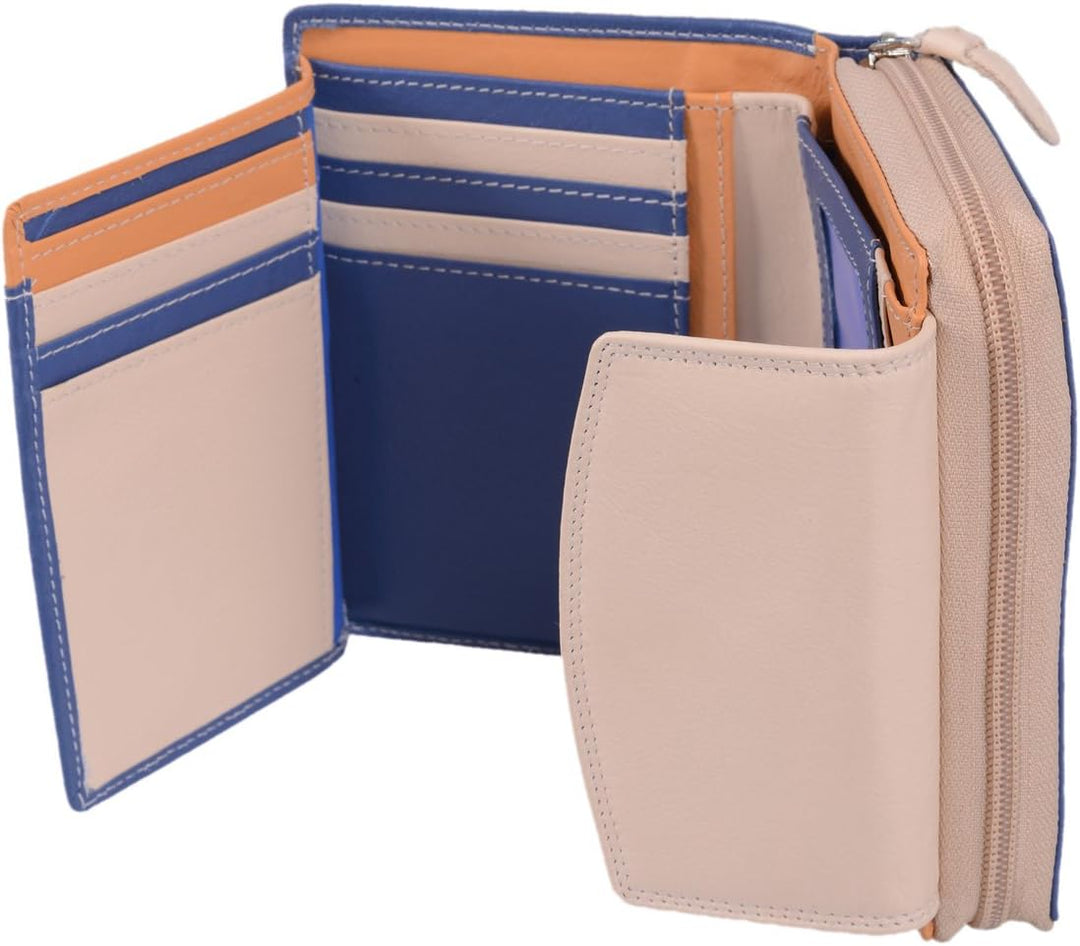 Damenbörse LEMONDO in Echt-Leder, 13x10cm Beige, Beige