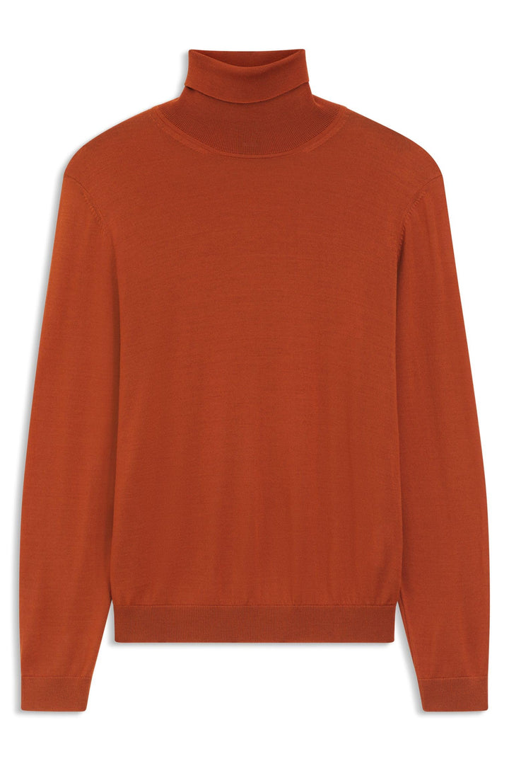 BOSS Herren Musso-P Slim-Fit Rollkragenpullover aus extrafeiner Merinowolle M Dunkel Orange809, M Du