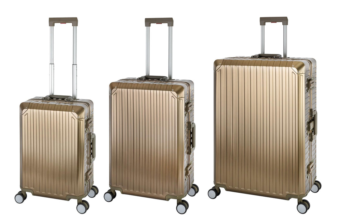 Travelhouse Tokyo Alu Reisekoffer Reise Trolley 3er Set (Champagner, Handgepäck, Mittlerer und Gross