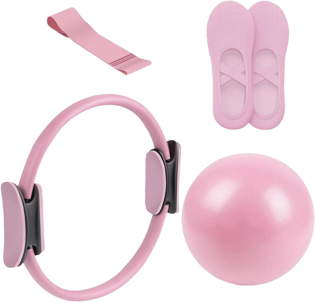 Pilates Set Für Zuhause,4 Stück, Pilates Ring Set Zuhause, Straffendes Stretch Widerstandsband Yoga