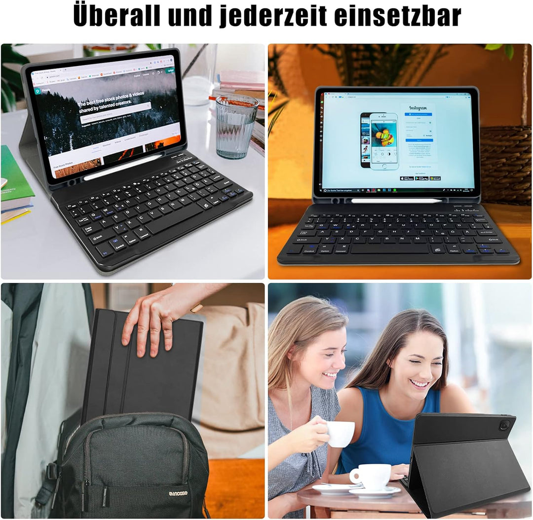 Zabatoco Samsung S6 Lite Table Hülle mit Tastatur (Deutsches QWERTZ) Abnehmbarer magnetischer Blueto