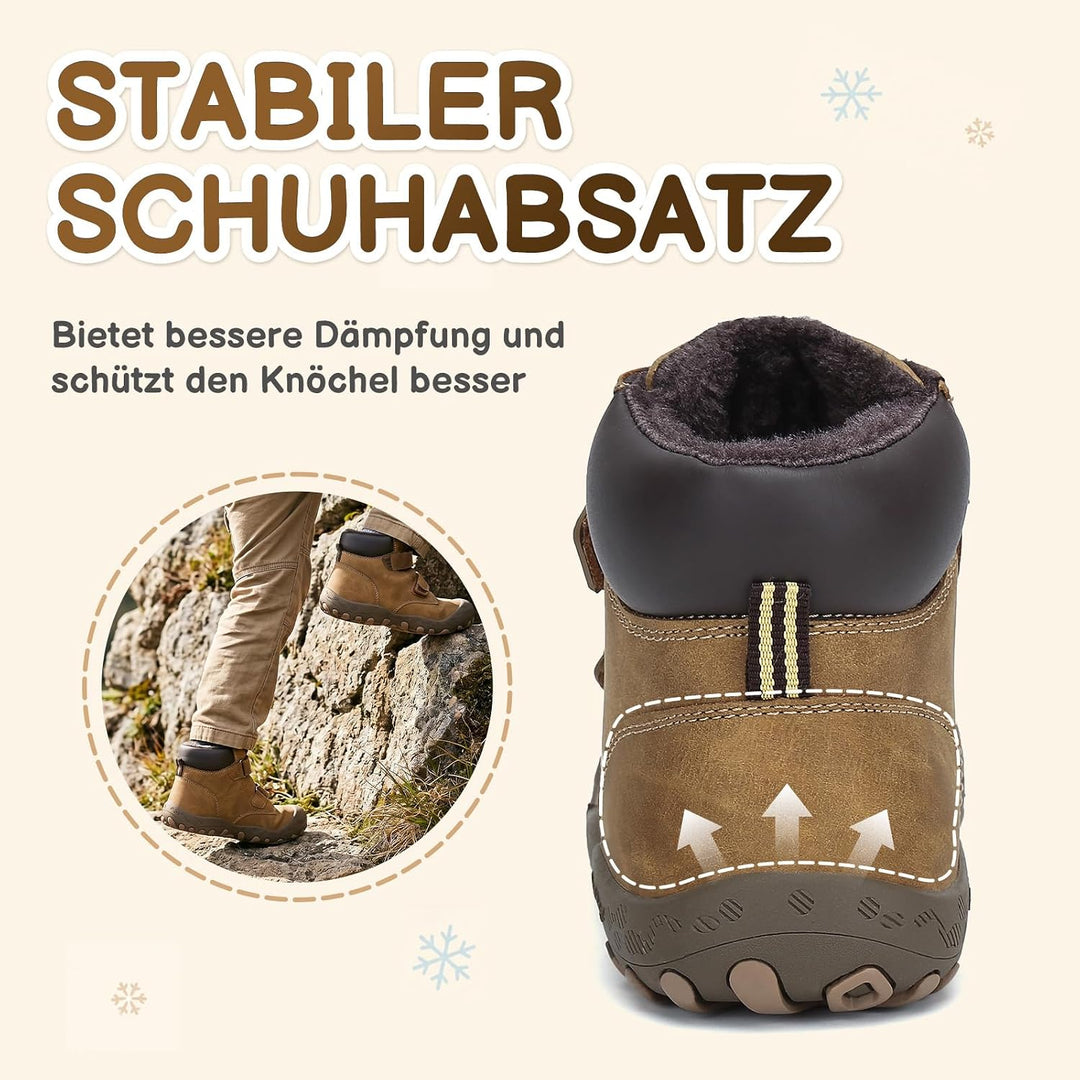Mishansha Kinder Winterschuhe Gefüttert Winterstiefel für Jungen Mädchen Gr.24-38 27 EU Braun, 27 EU