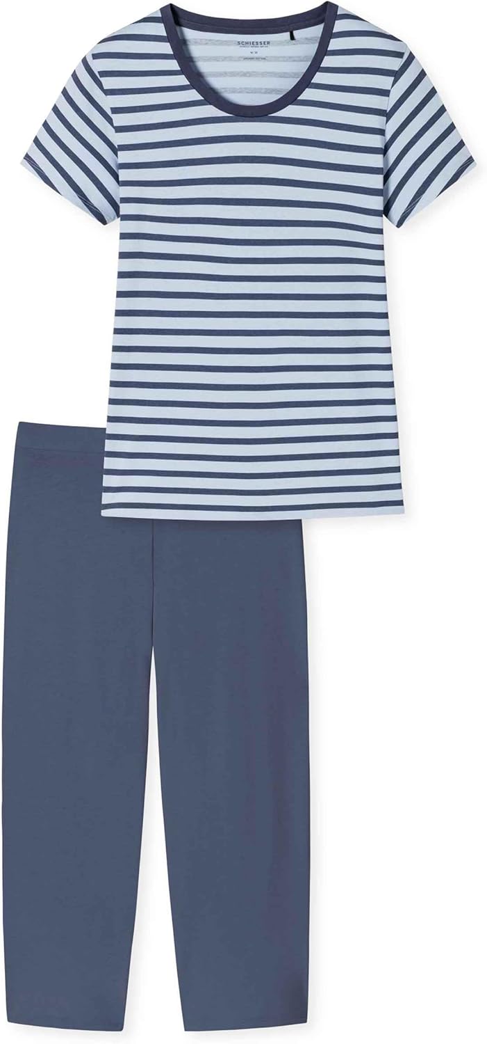 Schiesser Damen Pyjamaset 36 Blau Gestreift, 36 Blau Gestreift