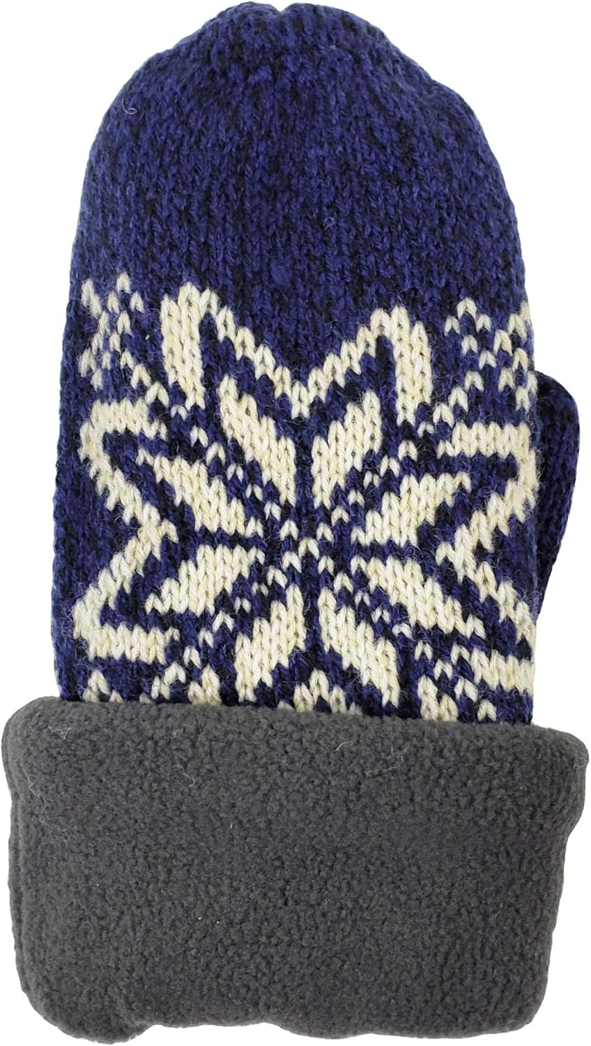 BRUCERIVER Damen Schneeflocke Strickhandschuhe mit warmem Thinsulate Fleece Futter Blau M, Blau M