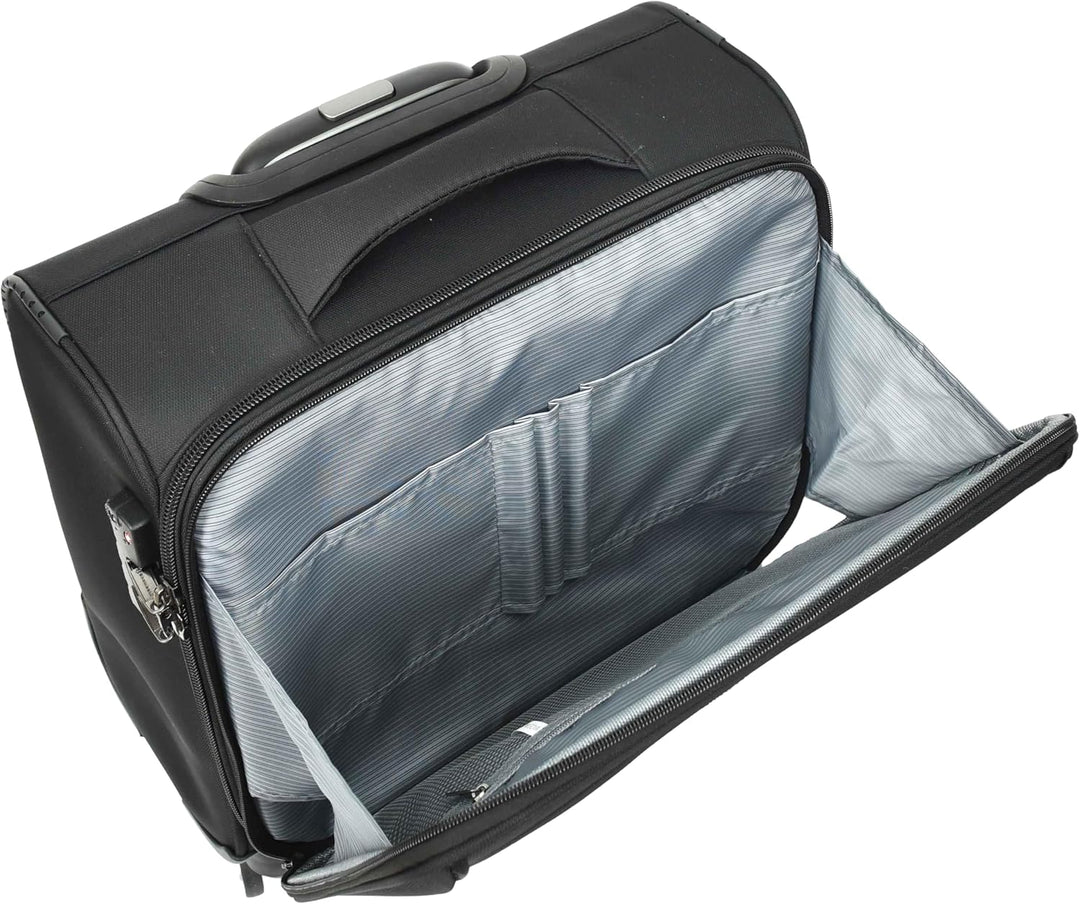 House Of Leather Business Organizer Büro Reise Pilotenkoffer 4 Rollen Trolley Kabinentasche Schwarz