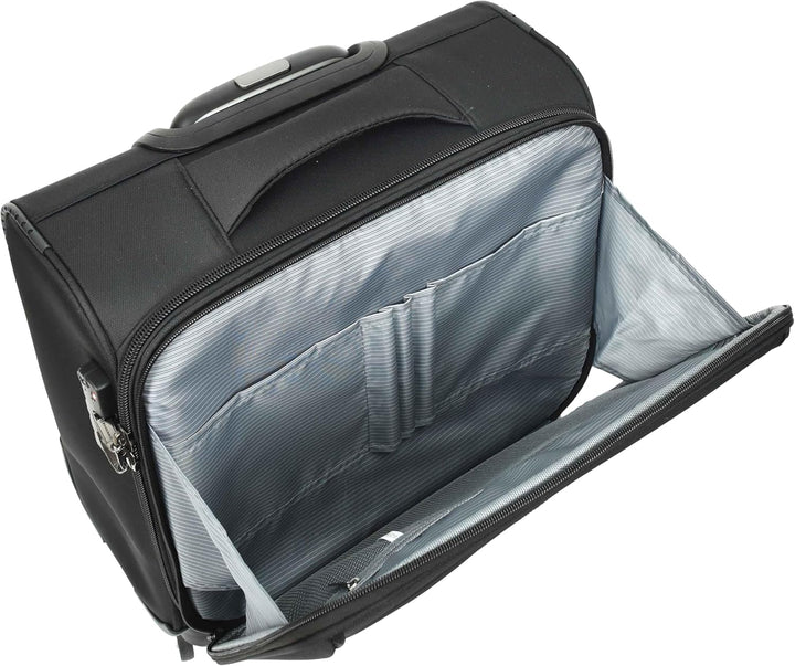 House Of Leather Business Organizer Büro Reise Pilotenkoffer 4 Rollen Trolley Kabinentasche Schwarz