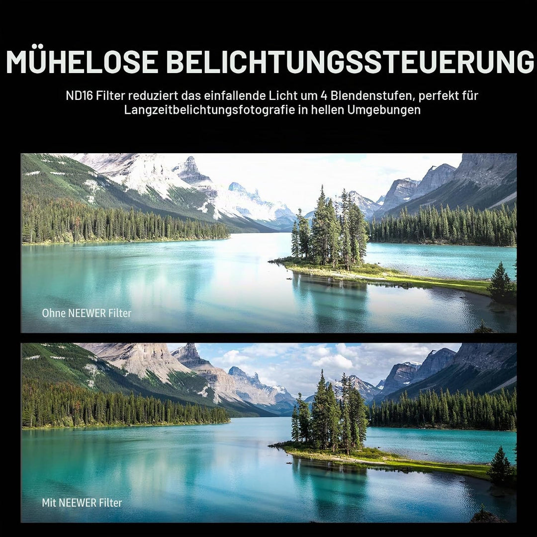 NEEWER ND16 Objektivfilter für Handy, Schnellverschluss mehrfach beschichtetes optisches HD Glas, Ne