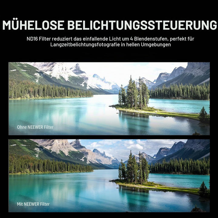 NEEWER ND16 Objektivfilter für Handy, Schnellverschluss mehrfach beschichtetes optisches HD Glas, Ne
