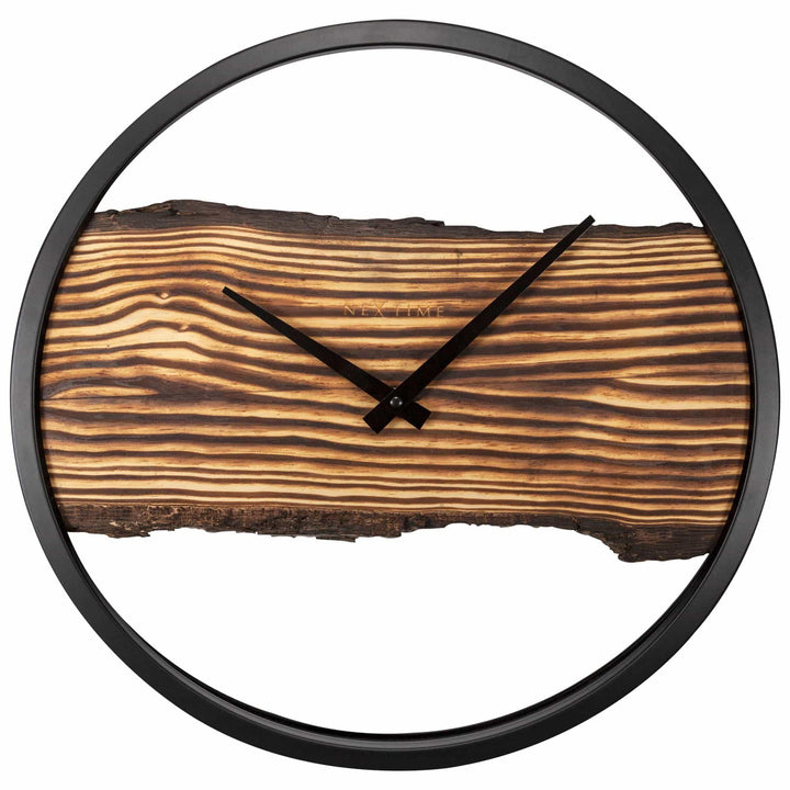 NeXtime Holzuhr - kein Cuttergeräusch! - 30 cm - Holz/Metall - Wald