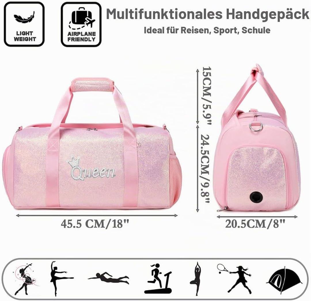 Kimwadalh Sporttasche für Mädchen, Kinder, Tanztasche, Wochenendtasche, Kinder, Reisetasche, Mädchen