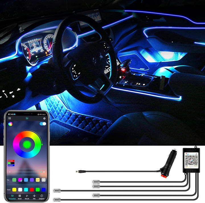 YAOBLUESEA 12V Auto LED Innenbeleuchtung, 6M LED 5050 RGB Ambientebeleuchtung Atmosphäre Neon Lichtl