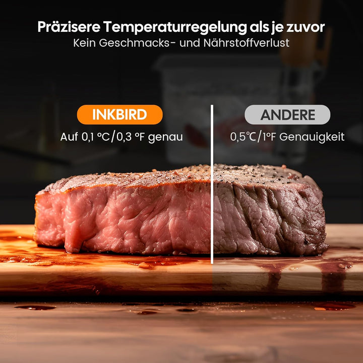 INKBIRD WiFi Sous Vide Garer ISV-101W, 1000 Watt Sous Vide, 3D-Wasserzirkulationserhitzung, Sous Vid
