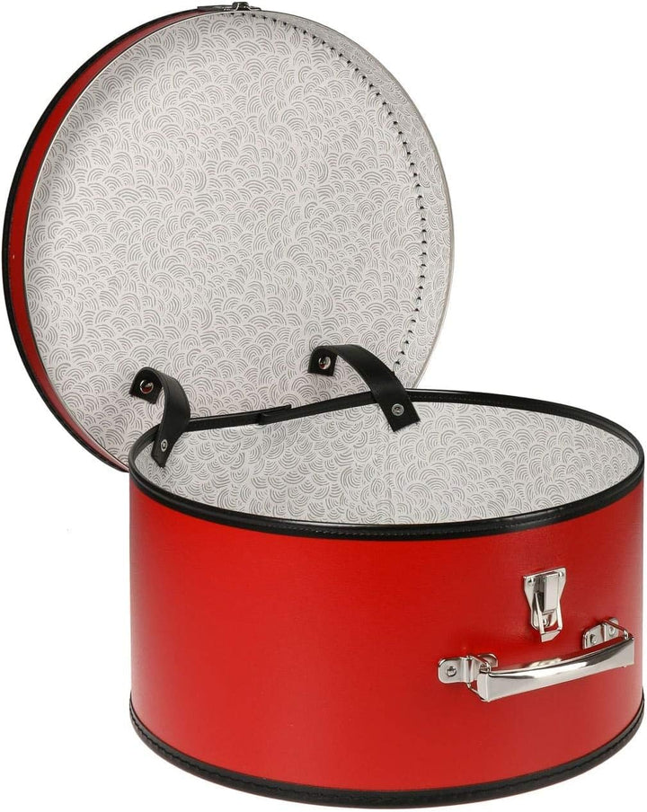 Lierys runder Hutkoffer - Masse: 40 cm x 21 cm - grosse Hutschachtel mit Kunstleder - Hutbox zur Auf