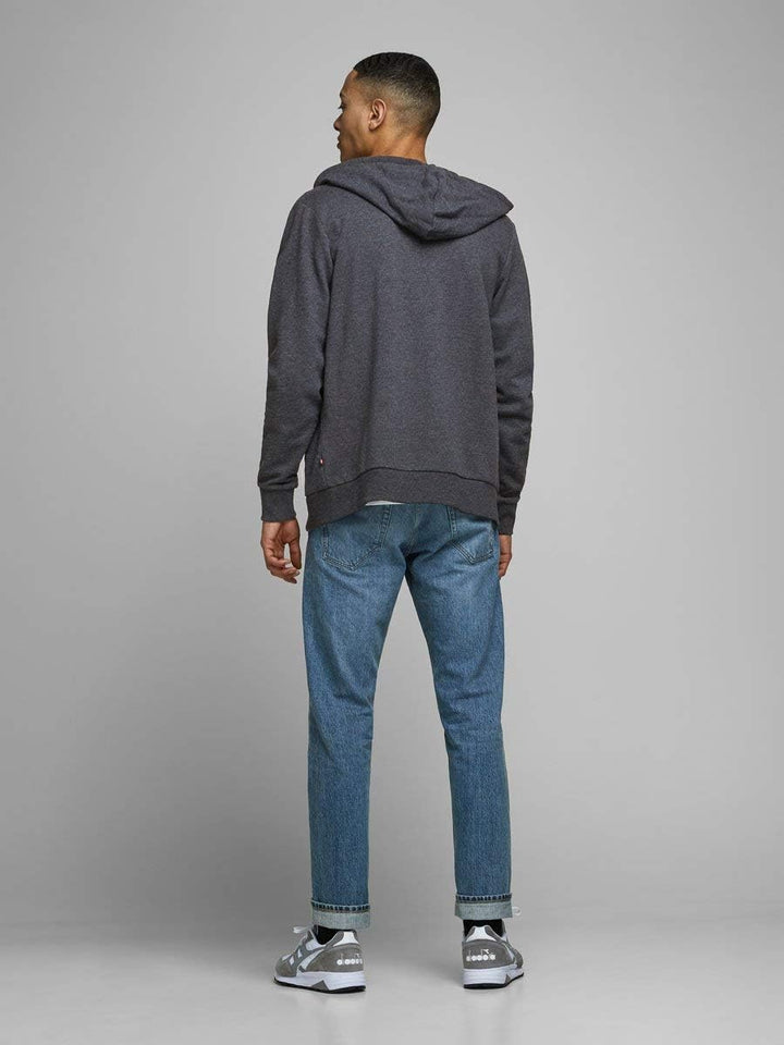 JACK & JONES Hoody Herren mit Kapuze S Grau (Dark Grey Melange Fit:reg Fit - Melange), S Grau (Dark