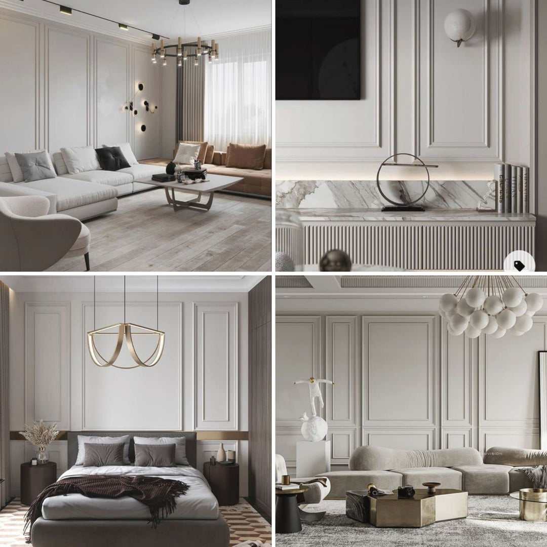 HCR517 Boiserie Wandrahmen 2 Meter Hart-Weiss (besser als Polystyrol und Gips) für Wandrahmen