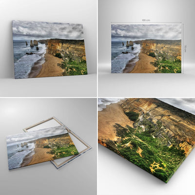 Bilder auf Leinwand 100x70cm Leinwandbild Strand Ozean Landschaft Gross Wanddeko Bild Schlafzimmer K