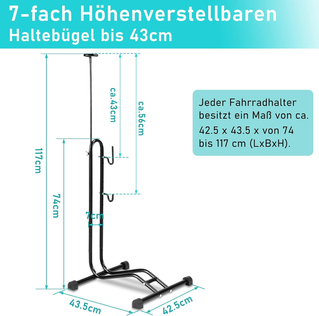2x Ikodm 3 in 1 Fahrradständer bis 6.5cm Abstellständer bis 27.5" Fahrradgrösse, Fahrräder Wartungss