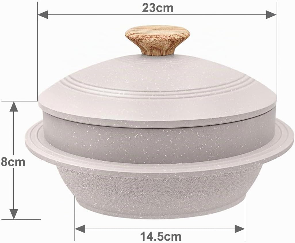 Bobikuke Koreanische Steinschale mit Deckel, 24 cm Dolsot Bibimbap Schale für Hot Pot Suppe - Weiss