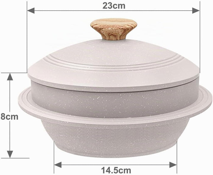 Bobikuke Koreanische Steinschale mit Deckel, 24 cm Dolsot Bibimbap Schale für Hot Pot Suppe - Weiss