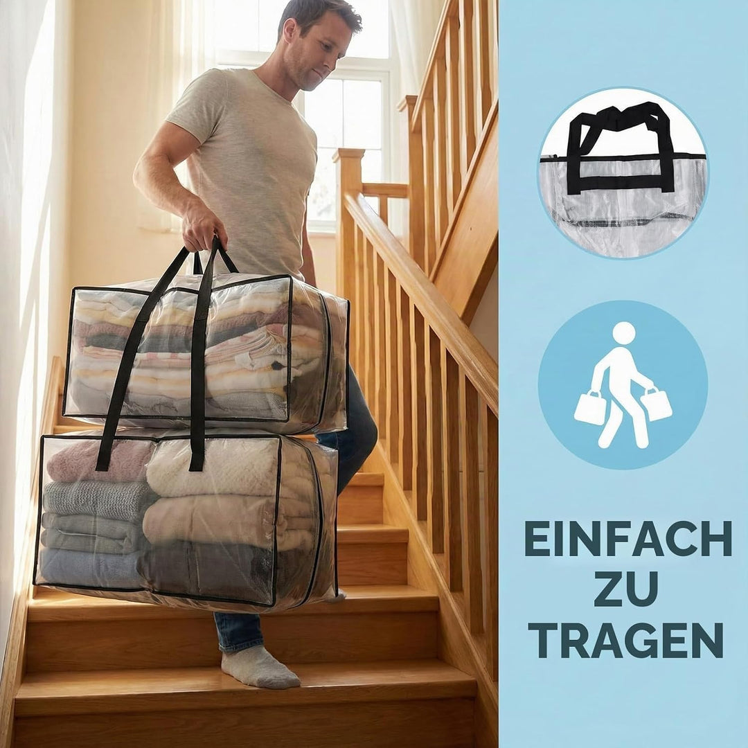 Extra Grosse Aufbewahrungstasche 90L, PP Umzugstaschen Wasserdichte, Heavy Duty Tragetasche mit Reis