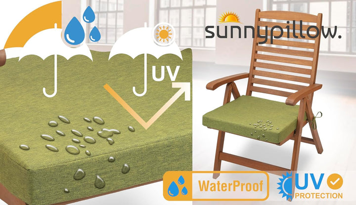 sunnypillow 2er Set Stuhlkissen 50 x 50 cm wasserdicht UV-lichtecht 7cm dick - Outdoor Polsterauflag