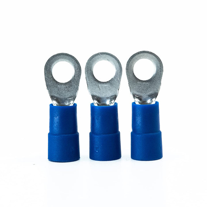 ERKO 100 Stück professionelle isolierte Ringkabelschuhe für M10 Schrauben und Drahtgrösse von 16 mm2