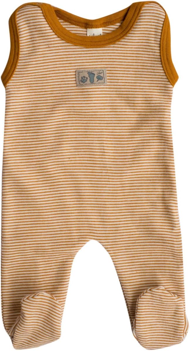 Lilano, Merino Strampler mit Fuss, 70% Wolle (kbT), 30% Seide, 210 gr./m² Curry/Natur 56, Curry/Natu