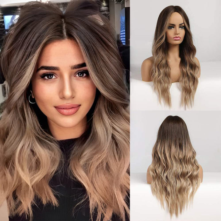 HAIRCUBE omber braune Perücke Mittelscheitel Lange lockige Frauenperücken 24-Zoll-Perücken für Fraue