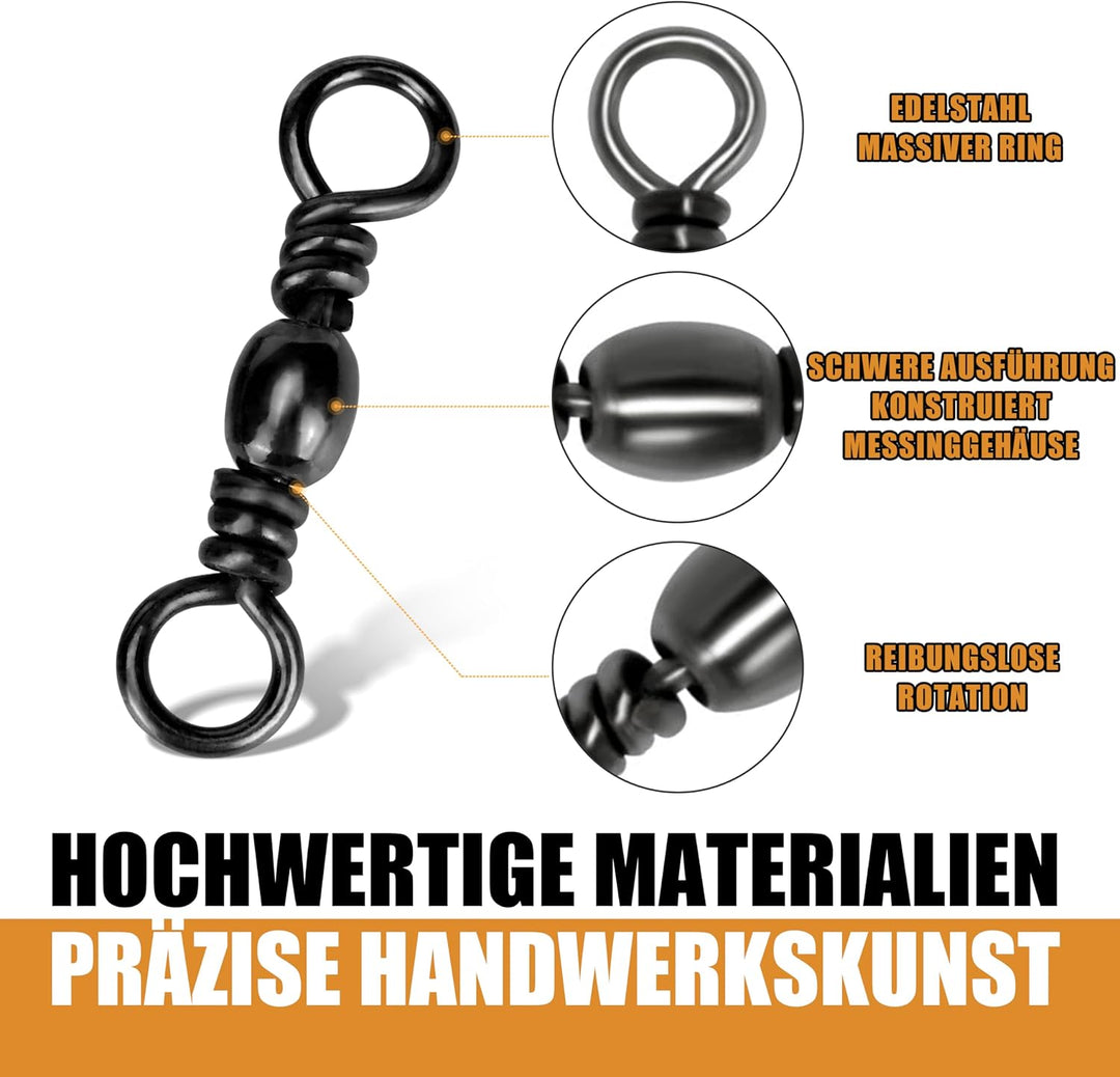 50/100stk Angelwirbel Wirbel Angeln Tönnchenwirbel Angelzubehör Wirbel Set Extra Stark zum Raubfisch