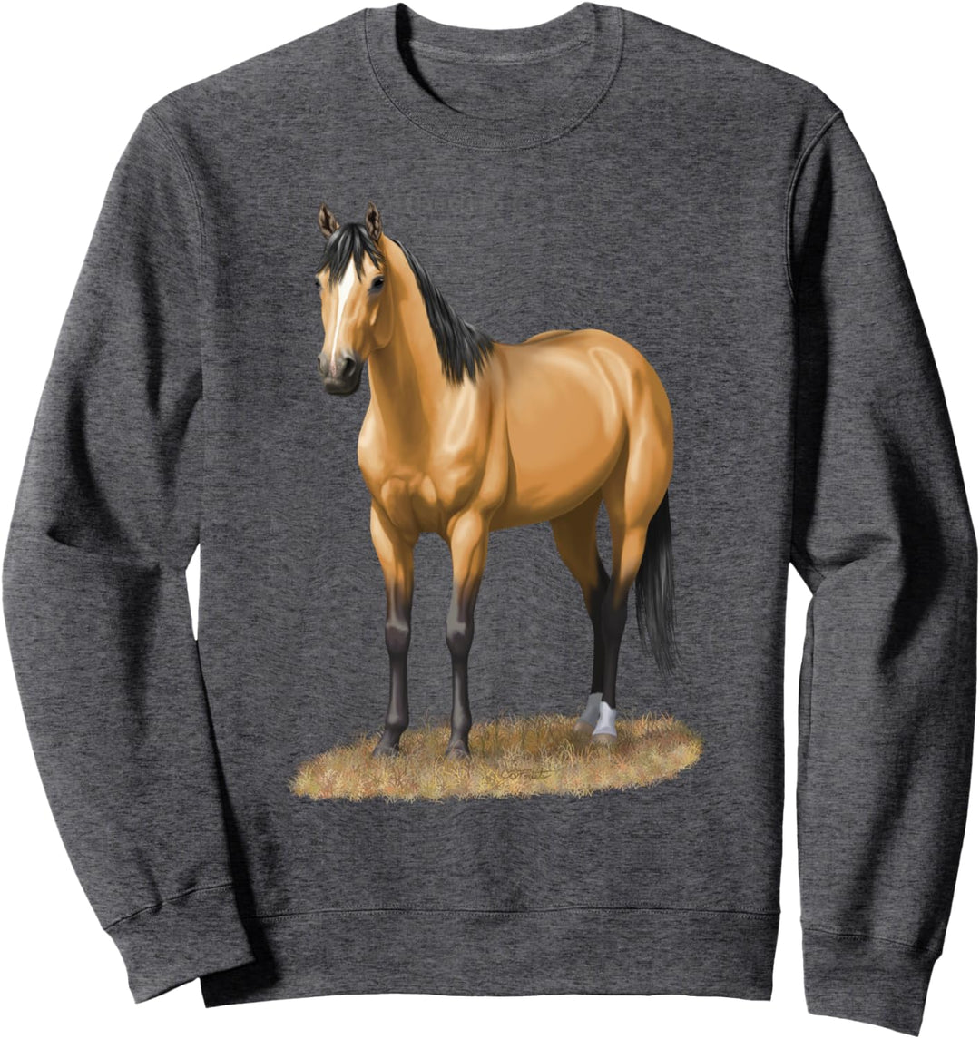 Schönes Dun Quarter Horse Stallion T-Shirt aus Wildleder Sweatshirt