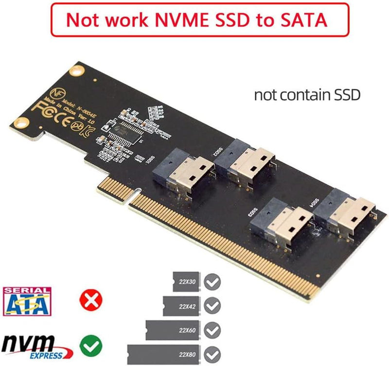 NFHK Four Slimline SFF-8654 4X 4 NVME auf PCIE Express 3.0 4.0 Raid Card VROC Raid0 Hyper Adapter Fo